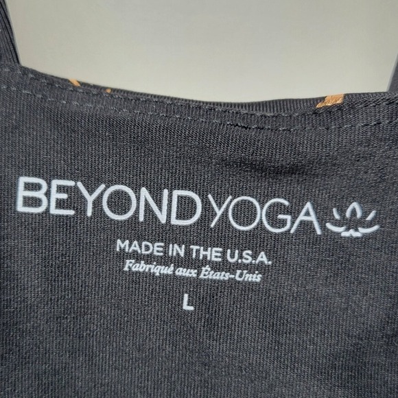 Beyond Yoga Black & Gold Marble One Shoulder Crop Top Large Gym Workout Chic - Picture 7 of 8